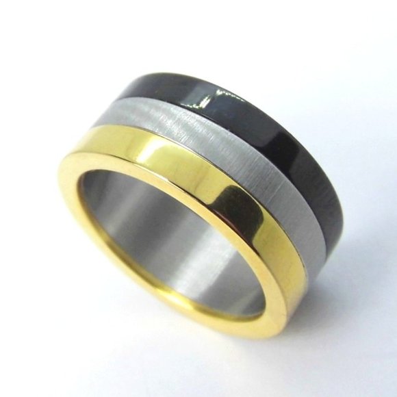 NEW Tri color stainless steel band Ring sz 7 - Picture 5 of 6